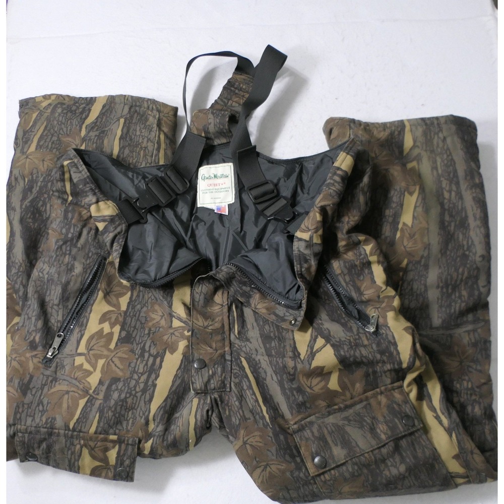 Gander Mountain Mens Hunting Bibs M/M Camo Insulated Made in USA Quiet+ Rugged